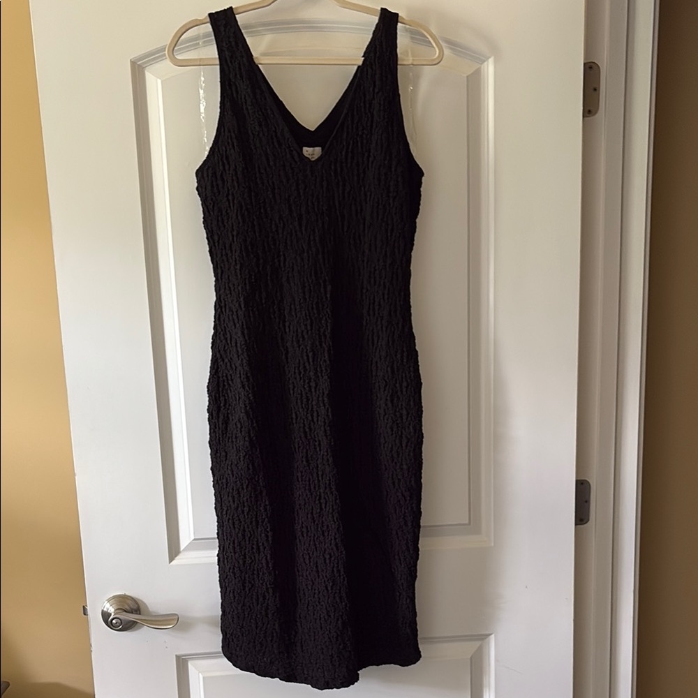 Elegant Black Sleeveless Boucle Dress